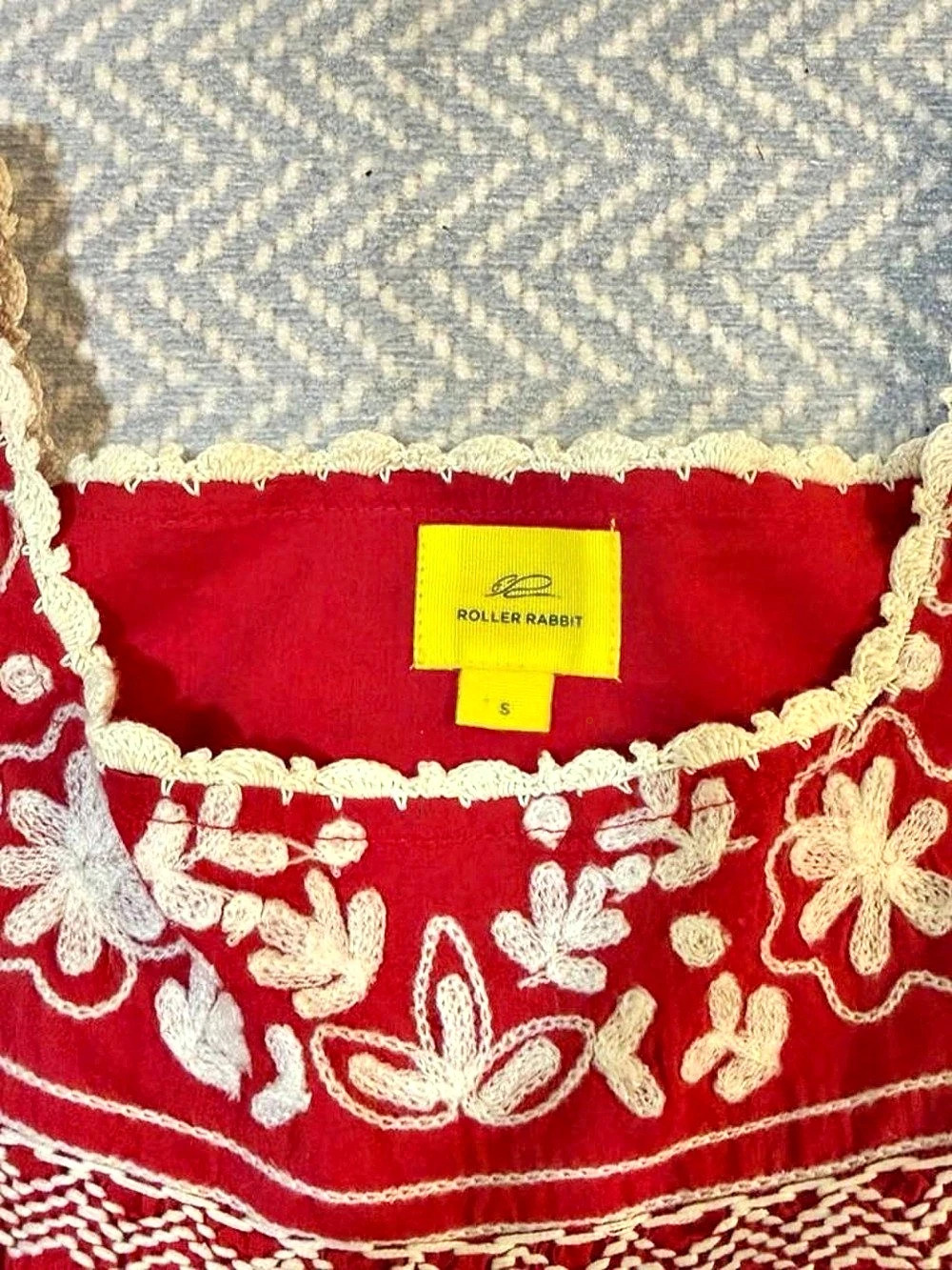Roller Rabbit Floral Embroidered Top Red Small - Picture 3 of 4